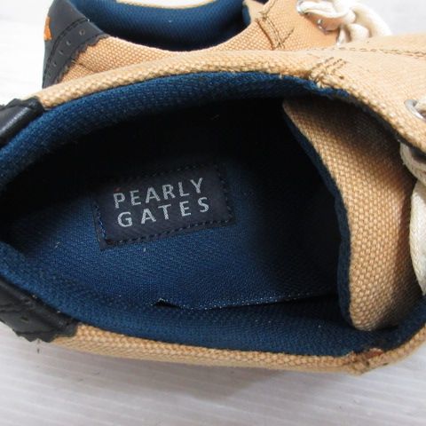 パーリーゲイツ PEARLY GATES ゴルフ シューズ スパイク ウィングチップ 053-992352 24cm 茶 紺 オレンジ 靴 き LLC-HASEGAWATOSO_COM