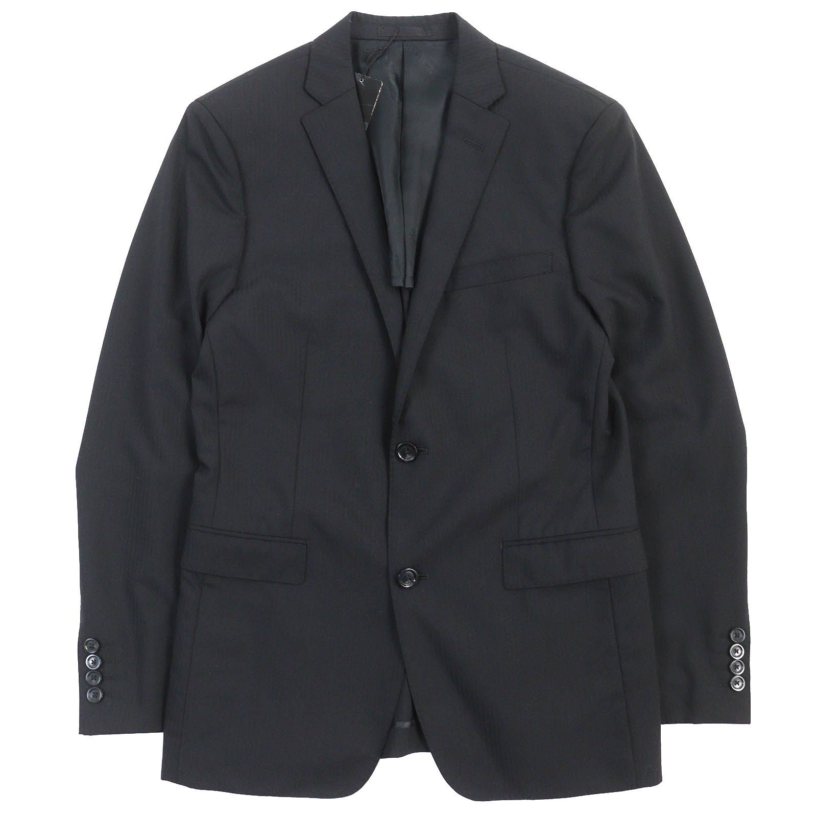 ルナルナ様専用未使用品BURBERRY BLACK LABEL バーバリーブラックレーベル ウール100％ ストライプ柄 ナローラペル シングル テーラードジャケット ブラック M 正規品 メンズ オススメ 定価48，300