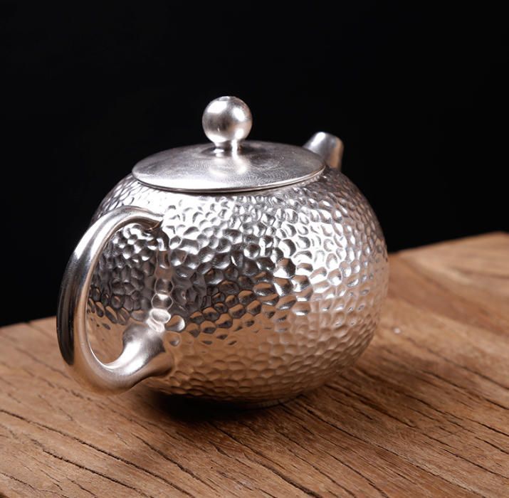 セラミック製鎌銀ハンマー999純銀西施茶壺茶器家庭用足銀泡茶壺球孔壺手作り銀壺