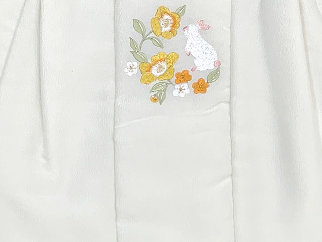  被布コート 七五三 3歳 女の子 刺繍入り被布コート 合繊 白地 黄 オレンジうさぎ -01 七五三 季節 年中行事
