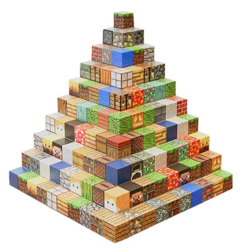 マグネットブロック 120PCS 6人形 DIY マイクラ風 磁性構築 ブロックセット マグネットパズル 立体パズル マイクラ風 おもちゃ 知育玩具 積み木 クリスマスプレゼント 1