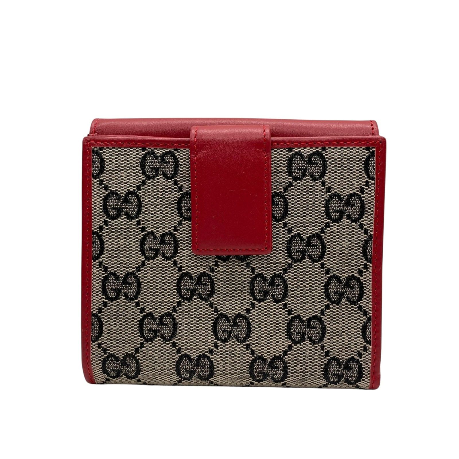 美品】GUCCI コンパクトウォレット GG キャンバス×レザー レッド