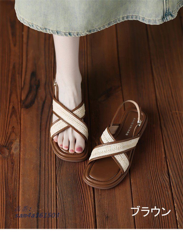 サンダル レディース ローヒール コンフォートサンダル ストラップサンダル 春 ホワイト米 ブラウン 黒 夏 ブラック am4a361503 KIN-KAAI_COM
