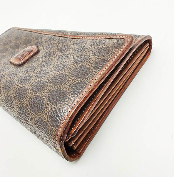 美品　セリーヌ　長財布　マカダム柄　ブラウン　レザー　スナップボタン セリーヌ 長財布 マカダム柄 ブラウン レザー スナップボタン