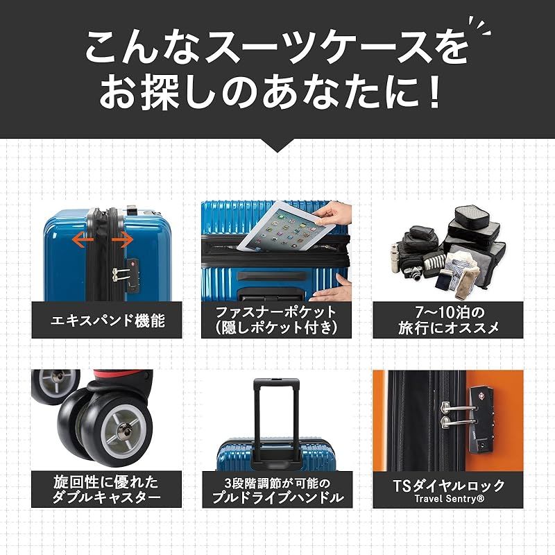 エース] スーツケース クレスタ エキスパンド機能付 06318 93.0L 67cm 