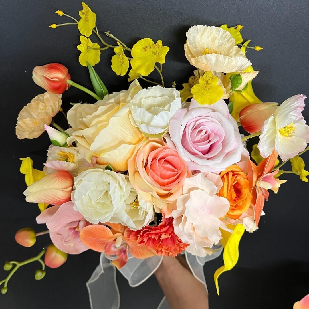 高級 アーティフィシャルフラワーブーケ F13 造花ブーケ ウェディング  