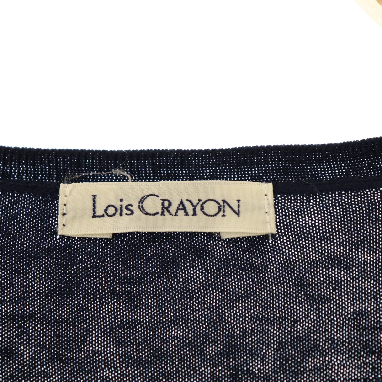 ロイスクレヨン Lois CRAYON レース カーディガン シルク混 M 紺