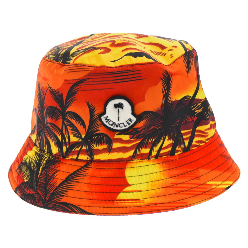 モンクレール×Palm Angels バケットハット　リバーシブル　正規品　L MONCLER (モンクレール) ×Palm Angels Reversible Appliqu?d Printed