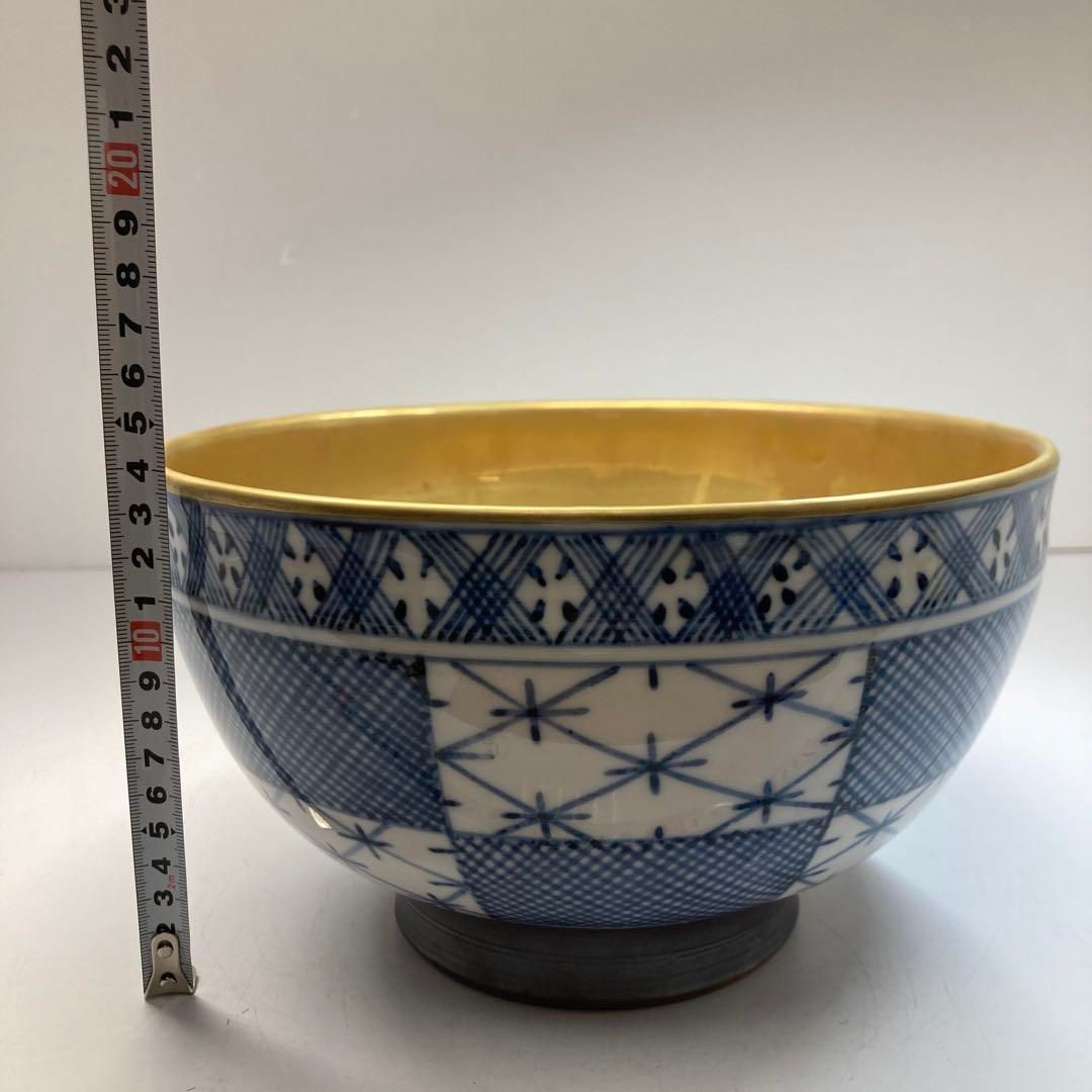 加藤五山作 染付 内金 大鉢 二重箱 タエオ 直径23㎝ 東な6