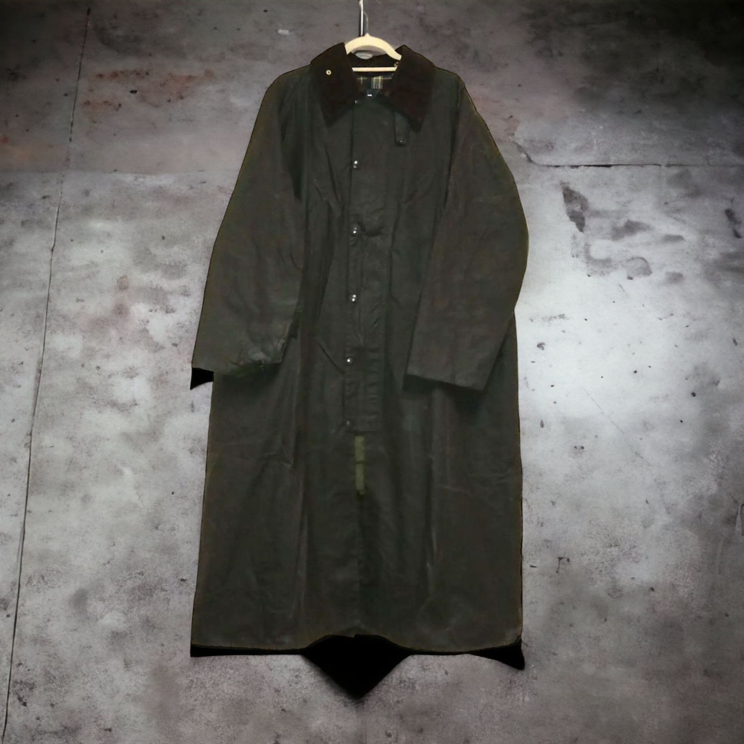 ★80s★ビンテージ★ Barbour Burghley バブアー バーレー ロングコート ビッグサイズ 1980年代