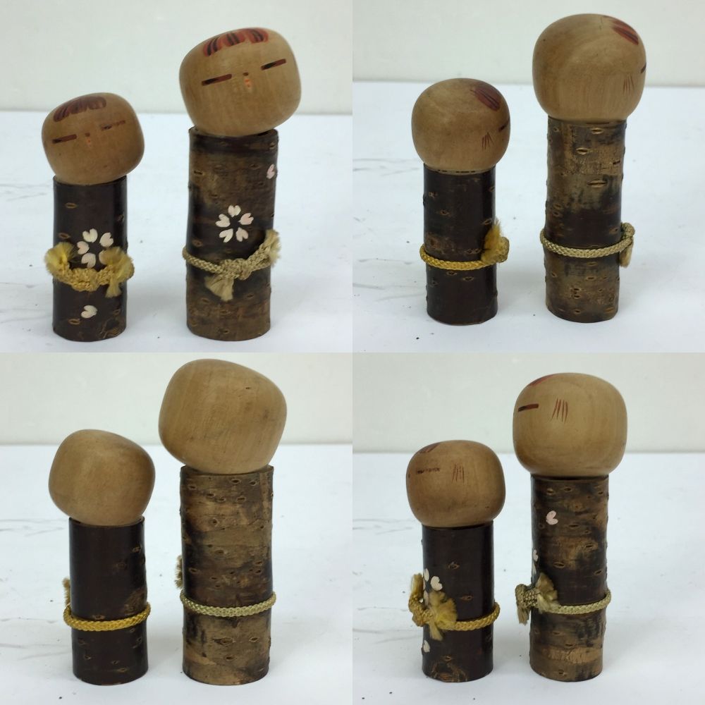 木彫 丸 こけし 郷土人形 古道具 アンティーク 民芸 夫婦こけし 伝統こけし 民芸品 郷土品 木製 鳴子 和風人形 日本