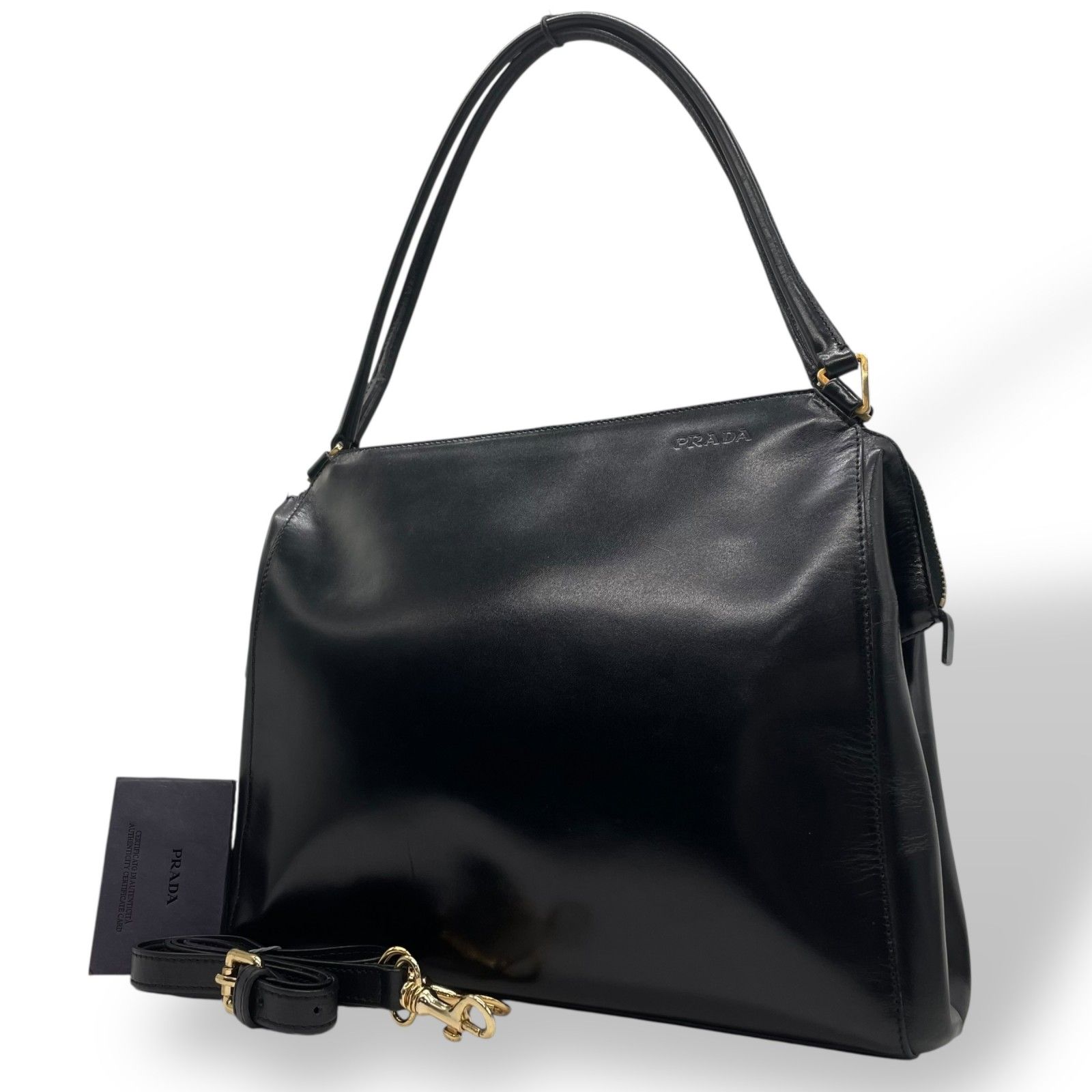 プラダ PRADA 2way ハンドバッグ 黒 ゴールド金具 クーポンで値引