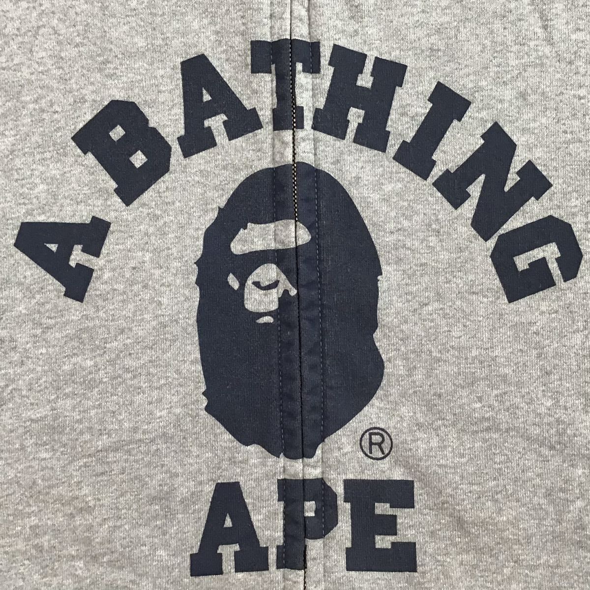 ☆初期☆ カレッジロゴ フルジップ パーカー Mサイズ グレー a bathing ape BAPE college logo full zip  hoodie エイプ ベイプ NIGO - メルカリ