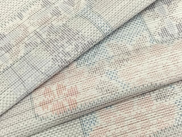 平和屋着物▽本場大島紬　白大島　単衣　幾何学花文　正絹　逸品　AABA7479fy 平和屋着物▽本場大島紬 白大島 単衣 幾何学花文 正絹 逸品