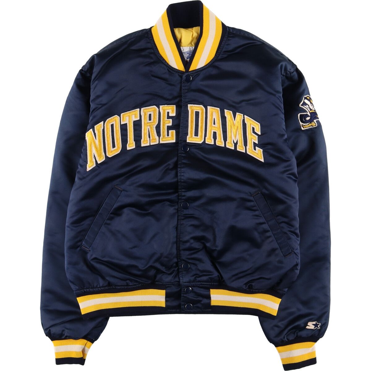 古着 90年代 スターター Starter NOTRE DAME FIGHTING IRISH ノートルダム大学ファイティングアイリッシュ ナイロンスタジャン/evb004186