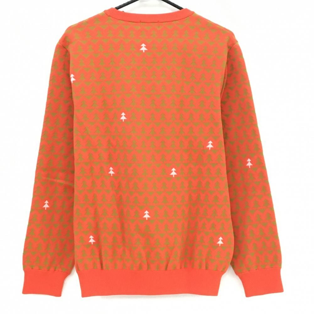 超 ジャックバニー セーター オレンジ×イエローブラウン ツリー柄 ポリエステル100% メンズ 6 XL ゴルフウェア Jack Bunny