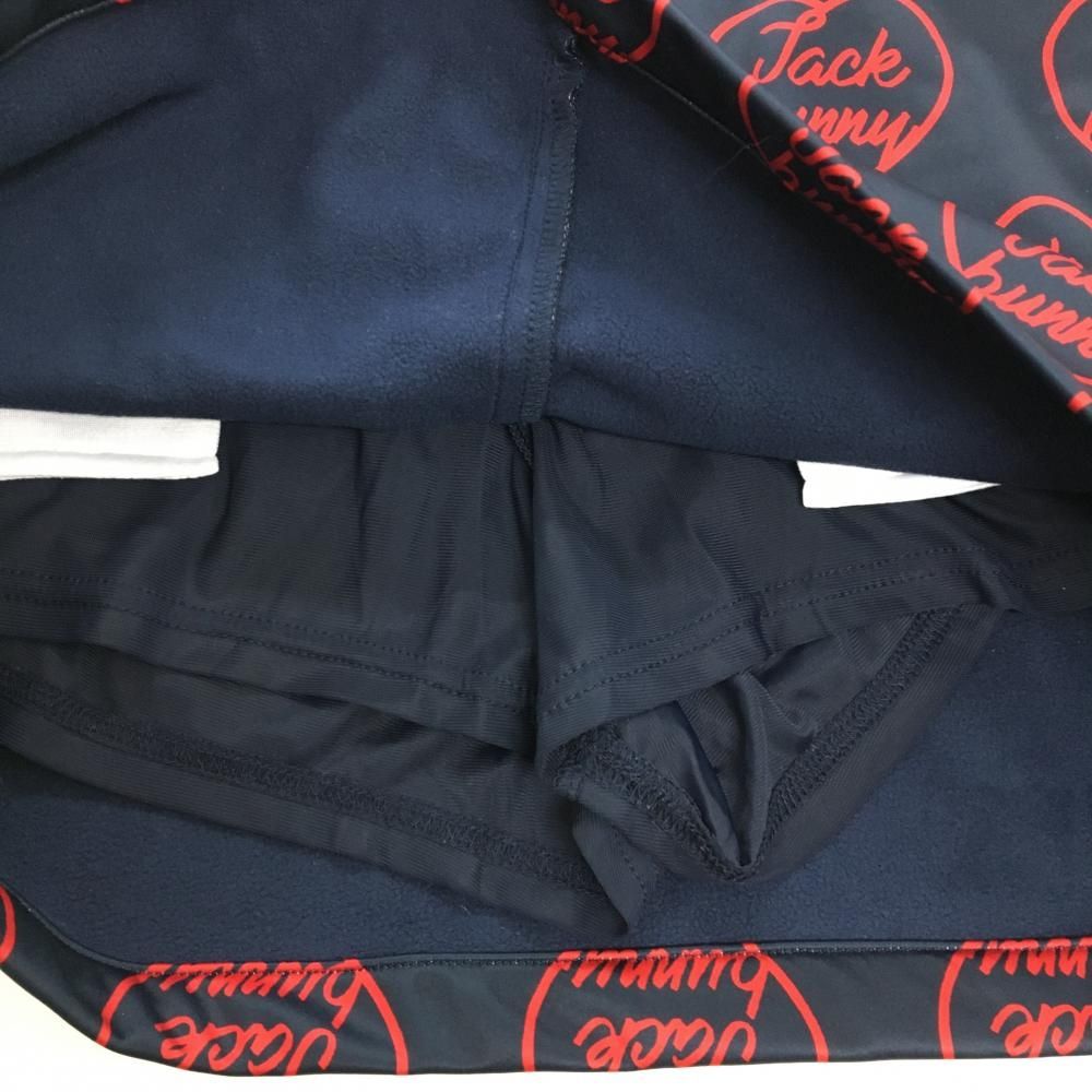 美品】ジャックバニー スカート ネイビー×レッド ロゴ ハート柄 裏起毛