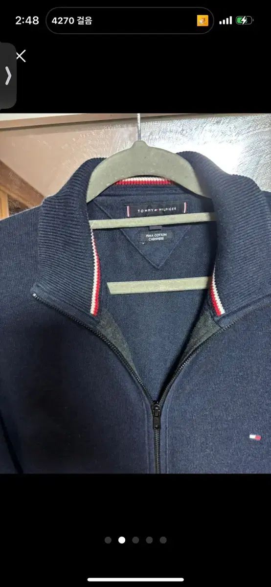 Tommy Hilfiger(トミーヒルフィガー) カシミア ピマコットン ネイビー ジップアップニット 105 サイズ 12 1万ウォン