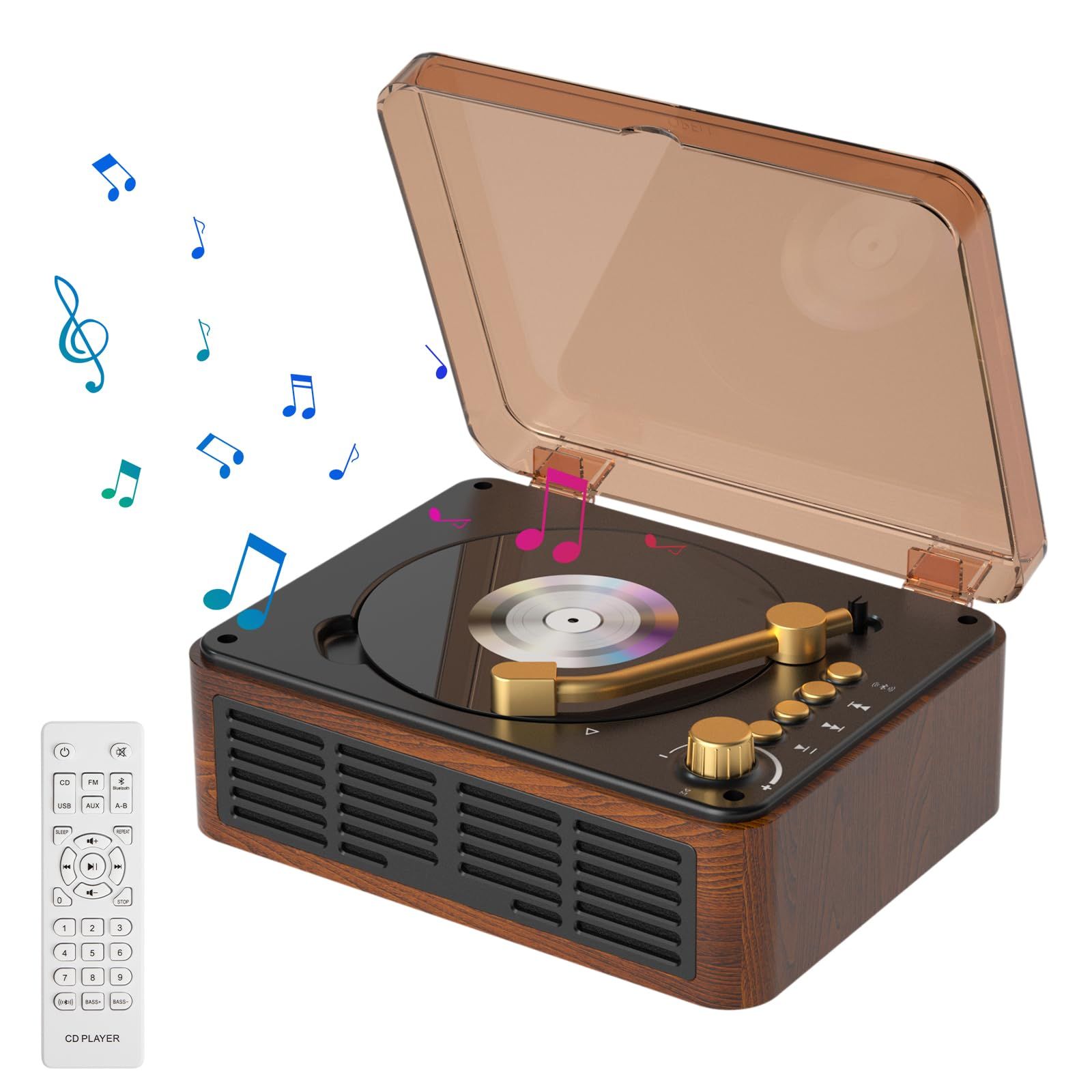 数量 大人気 USB|FM|AUX A-Bリピート 一機多用 卓上置き ポータブル CDラジカセ リモコン付き CDプレイヤー 睡眠モード ステレオスピーカー内蔵 語学学習|音楽鑑賞|子供教育|ストレス解消 レトロ 受信＆送信 防塵カバー付き Blue