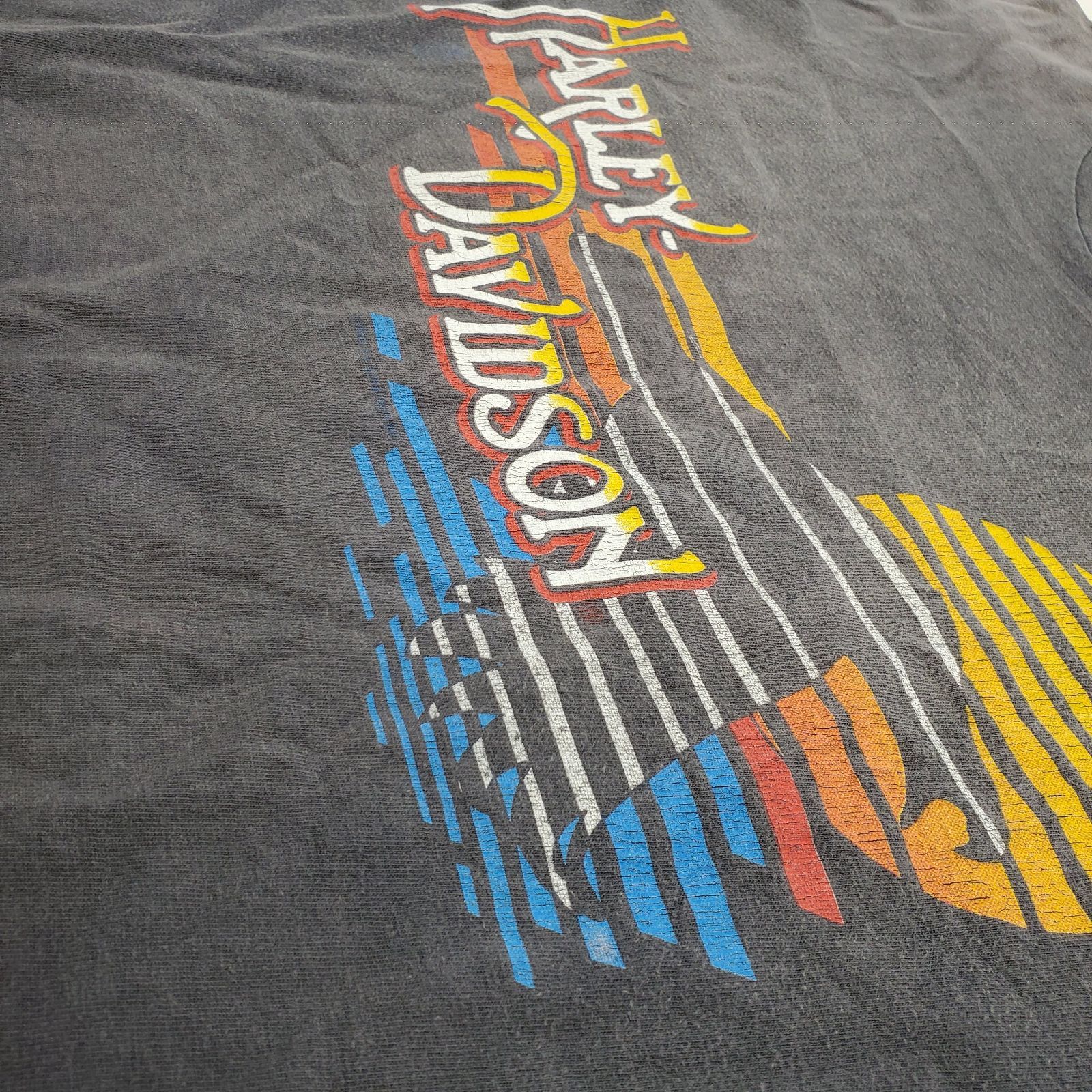 80s-90s アメリカ製 Harley-Davidson ハーレーダビッドソン サンセット イーグル Tシャツ Hanes BEEFY-T エルパソ Lサイズ グレー fg0819-1 WWW_NOITHATQUANGTHANH_NET