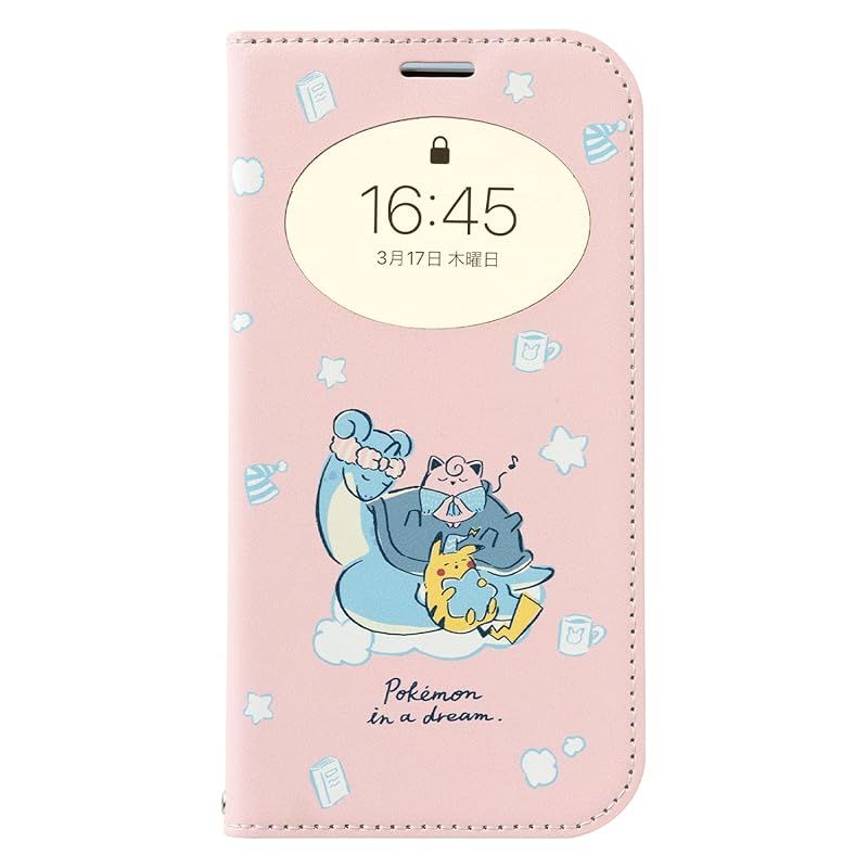 新品　ポケットモンスター/ポケモン iPhone 14/13 ケース 手帳型 窓付き (ペールピンク)