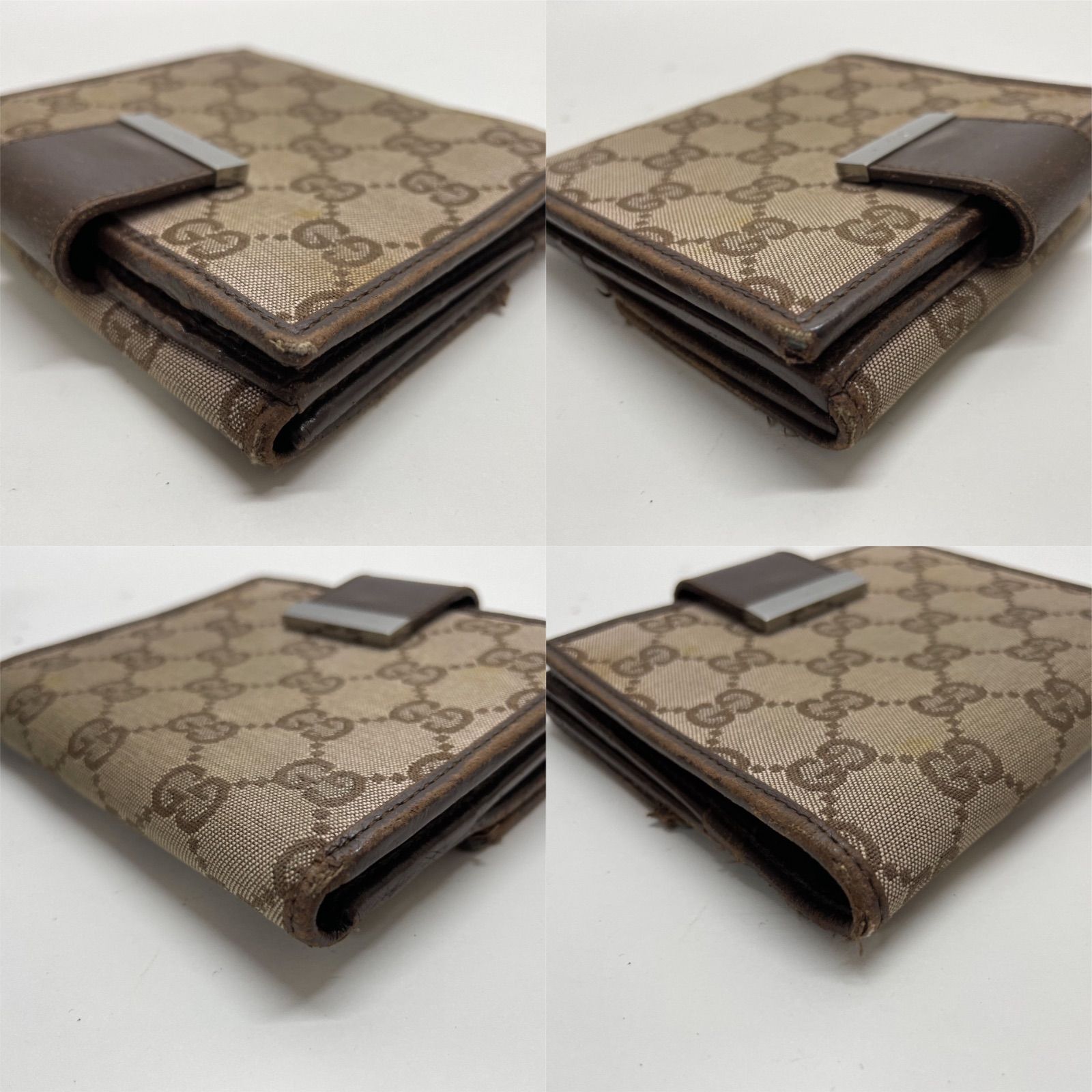グッチ 三つ折り財布 キャンバス ブラウン GUCCI 財布 Wホック グッチ 三つ折り財布 キャンバス ブラウン GUCCI 財布 Wホック
