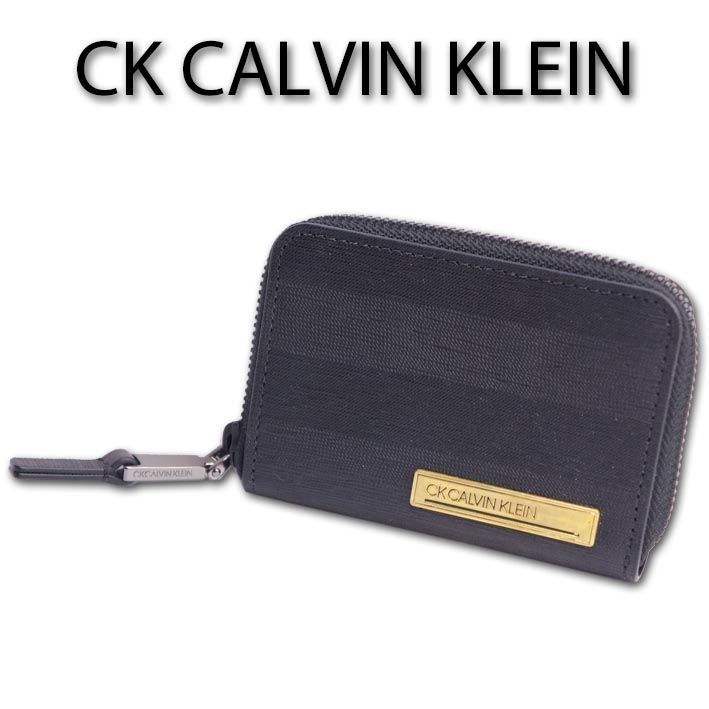 CKカルバンクライン CK CALVIN KLEIN 牛革 コインケース テネシー2 メンズ ブラック 黒 展示品 定価13，200円 小銭入れ パスケース 定期入れ 箱なし