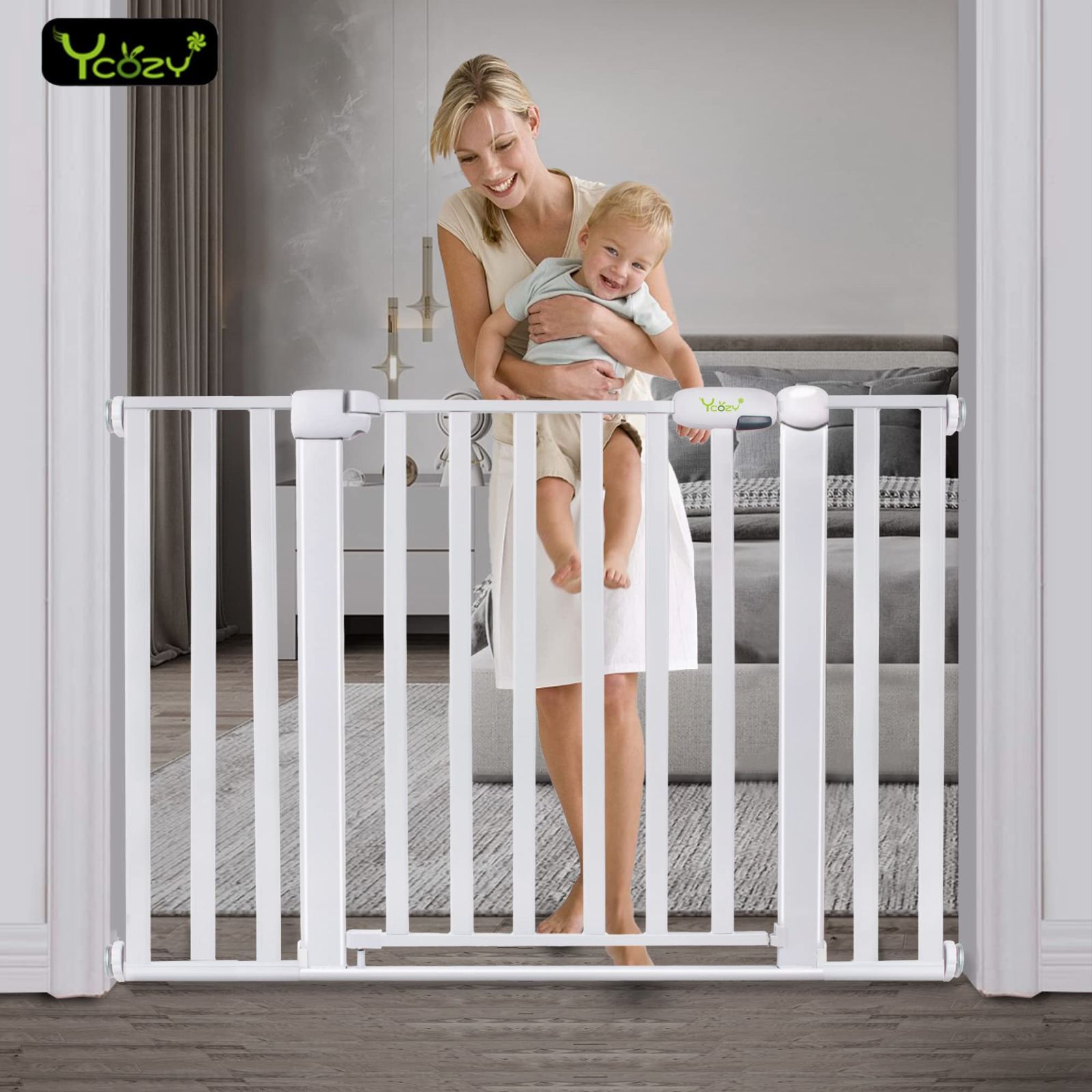 突っ張り柵　赤ちゃんやわんこ向け安全ゲート　安全柵　カラー:White