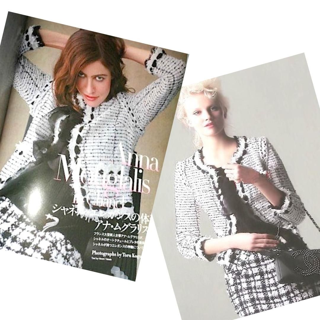 CHANEL - シャネル ジャケット CHANEL 大統領夫人の ホワイト・ブラック 白黒 リボン 貴重な大人気 ルサージュ ツイード・カーディガン 34 36 38 CHANEL - シャネル ジャケット CHANEL 大統領夫人の ホワイト