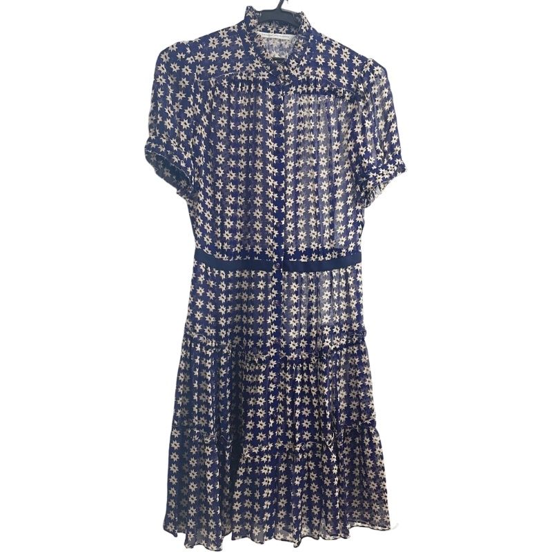 DIANE von FURSTENBERG ダイアンフォンファステンバーグ ワンピース 半袖 シルク 4 Mサイズ程度 ブルー系 12504K374