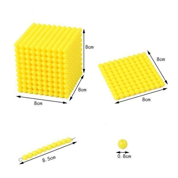 モンテッソーリ教具 十進法1-1000の金ビーズ 数字カードセット