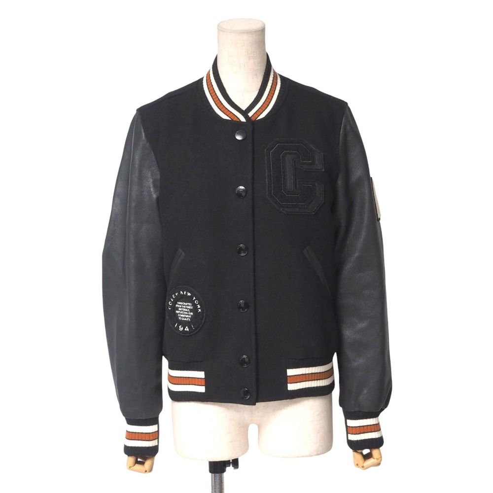 COACH コーチ VARSITY JACKET スタジャン サイズS ヴァーシティ ジャケット ブルゾン Cロゴ ワッペン レザー ブランド古着 20250606|RA5041