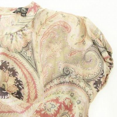 エトロ ETRO 美品 セットアップ 2ピース ペイズリー柄 シフォン ブラウス スカート 42 約XLサイズ ベージュ ピンク レディース エトロ ETRO 美品 セットアップ 2ピース ペイズリー柄 シフォン