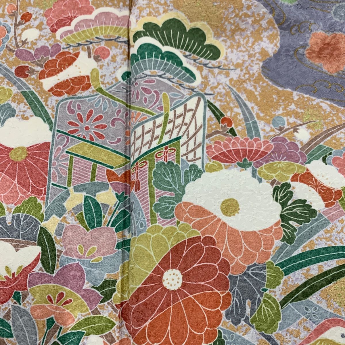 本加賀友禅 黒留袖 釜谷一二 鶉に花文様 正絹 袷 広衿 比翼付 落款入