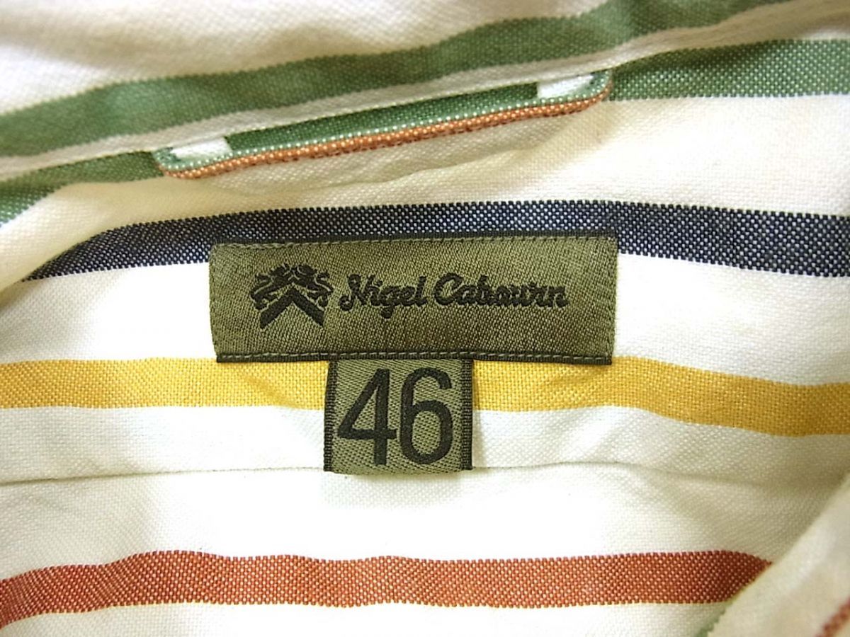 定価23,000円◆NigelCabourn ナイジェルケーボン ブリティッシュ オフィサーズ シャツ 長袖 マルチボーダー シャツ 日本製 メンズ