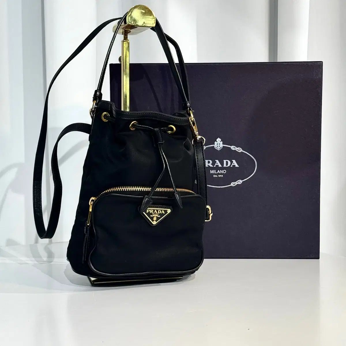 PRADA プラダ デュエット バケットバッグ（ナプラック）関税込み ブラック プラダ デュエット Re-Nylon バケットバッグ | PRADA
