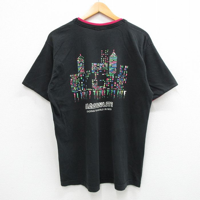 L/古着 フルーツオブザルーム 半袖 ビンテージ Tシャツ メンズ 90s Transco ビル コットン クルーネック 黒他 ブラック 24mar07 中古