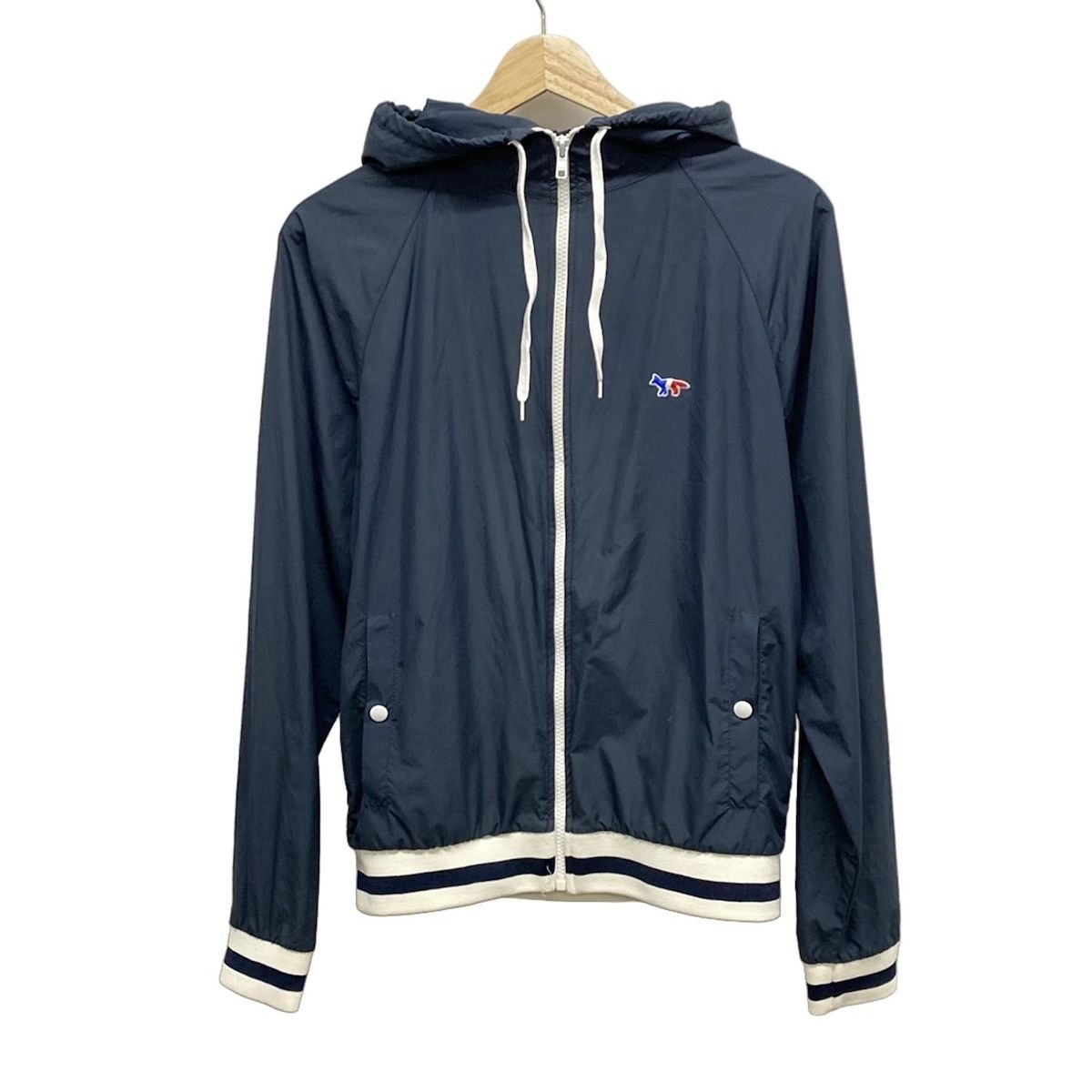 MAISON KITSUNE メゾンキツネ ブルゾン サイズS レディース - ブルーグリーン×白 長袖|春|秋