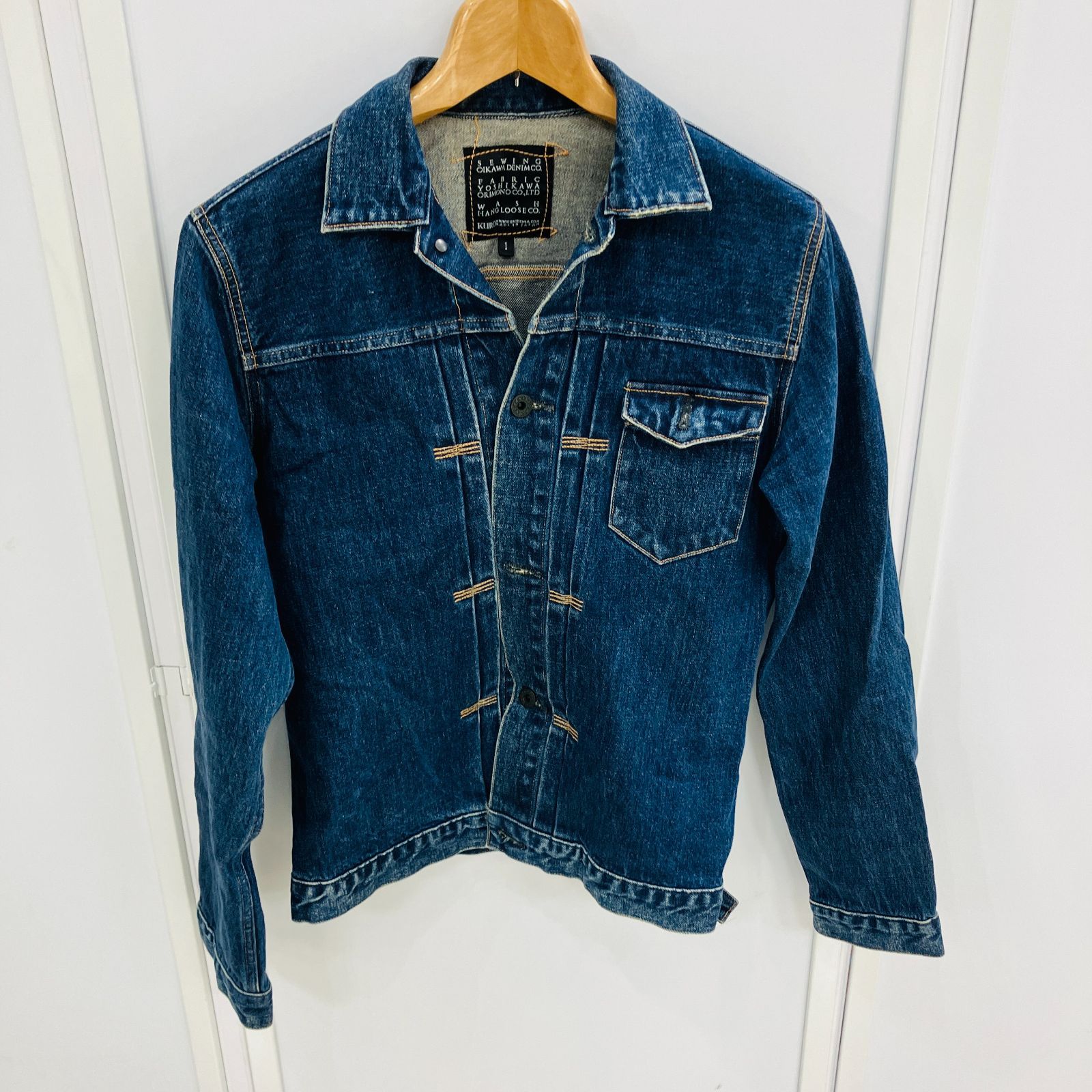 A【ヴィンテージ】KURO クロ デニムジャケット CROW DENIM JACKET S 