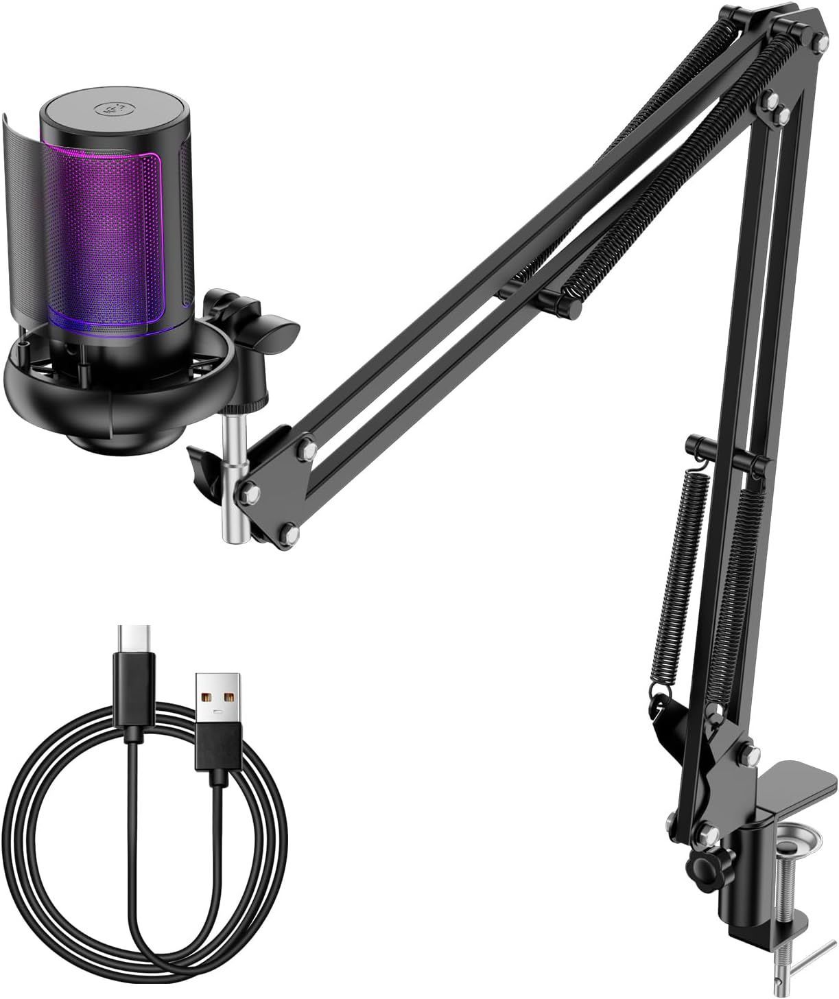 BuukBaag コンデンサー マイク ワンクリックミュート機能·自動ノイズキャンセリング ゲーミング マイク RBG USB pc 配信用 マイク N29