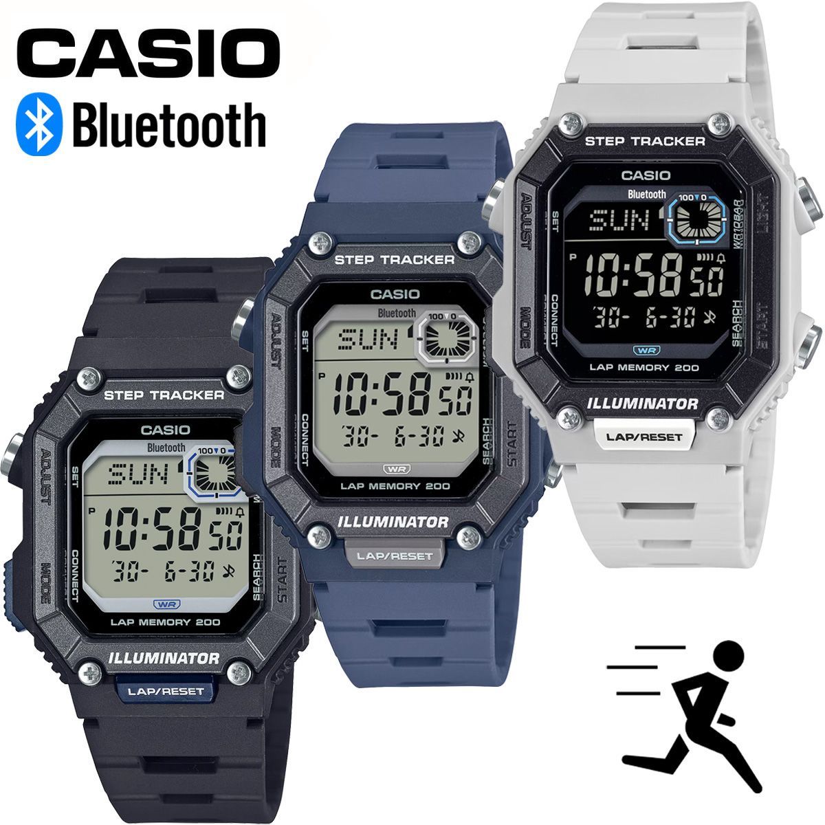 カシオ CASIO WS-B1000 Bluetooth スマホ連動 スマートウォッチ 歩数計 スポーツ ランニング ジョギング デジタルウォッチ ステップトラッカー ラップメモリー ストップウォッチ メンズ 男性 中学生 小学生 部活 腕時計 防水 軽量