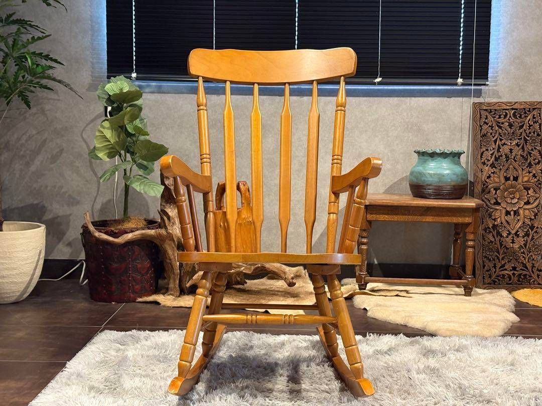 飛騨産業 キツツキ オーク無垢材 ロッキングチェア レトロ　ビンテージ 飛騨産業/キツツキ□レトロ□ヴィンテージカントリースタイル