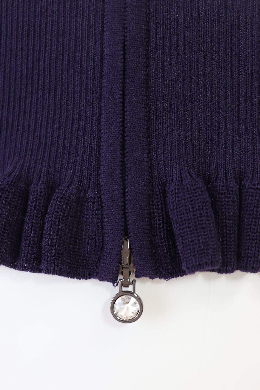 Rene☆ルネ リブニットジップアップカーディガン 6832330 紫/パープル  