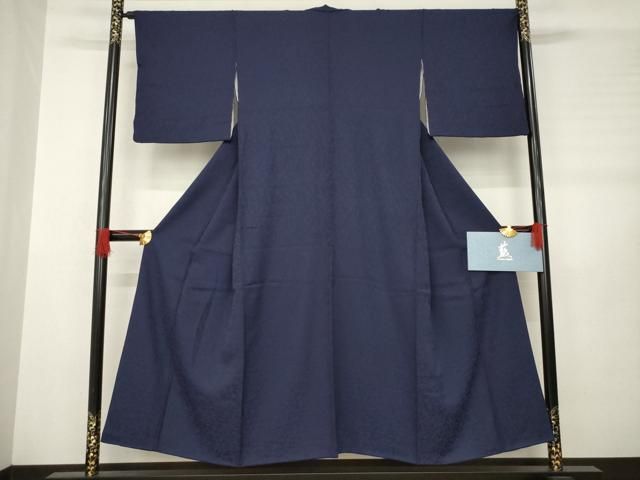 平和屋着物 藍染工房 こんや 全国阿波藍染染織作家協会会員 松本輝夫 色無地 天然藍染 桃山小紋 証紙付き 正絹 AABB5470ck