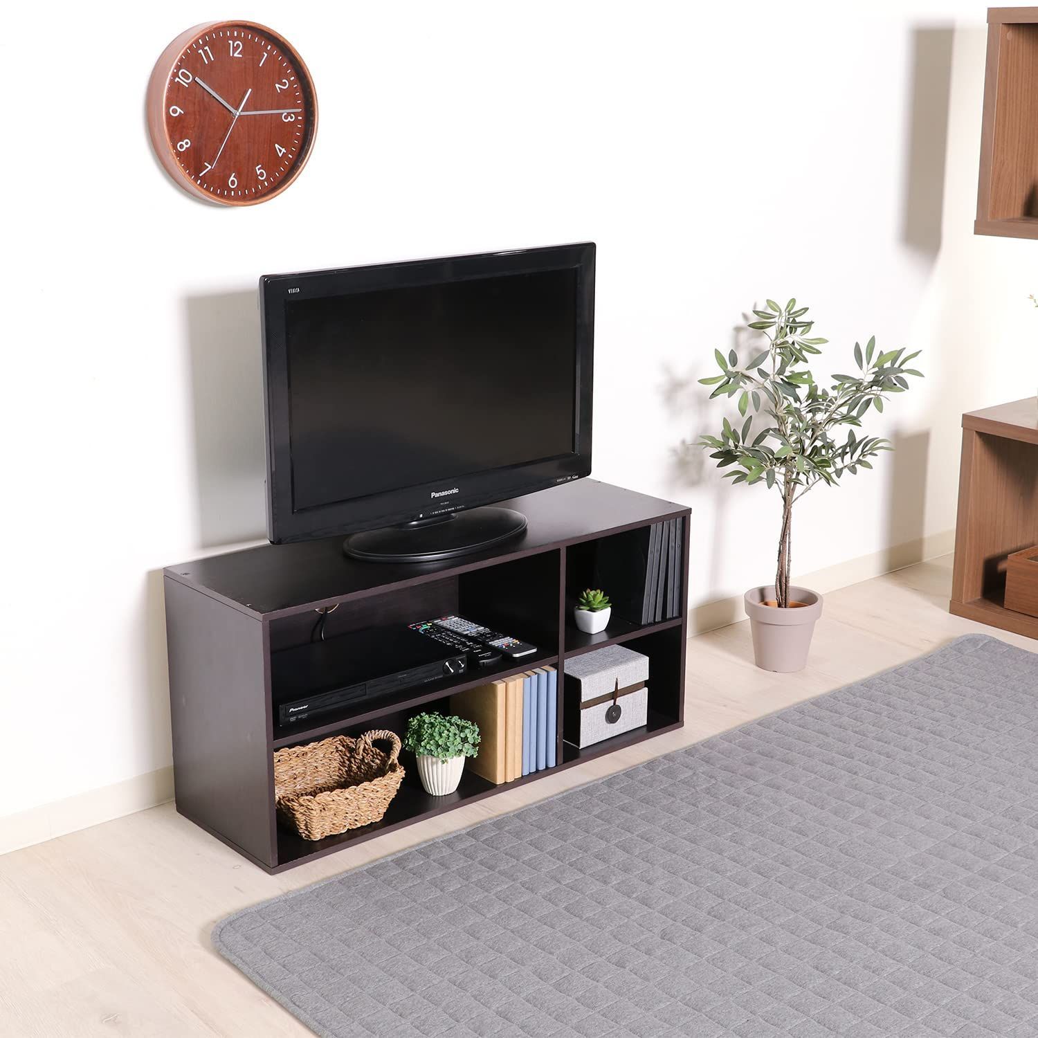 不二貿易 リビング収納 TVラック 幅89cm 32型テレビ対応 ダークブラウン テレビ台 テレビボード 84575