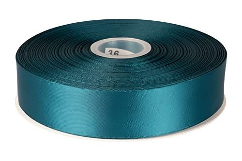 38mm X 91M_ティール Fondersy シルキー 両面サテンリボン 横長38mm 縦長91M 花束 ギフト ラッピング ティール