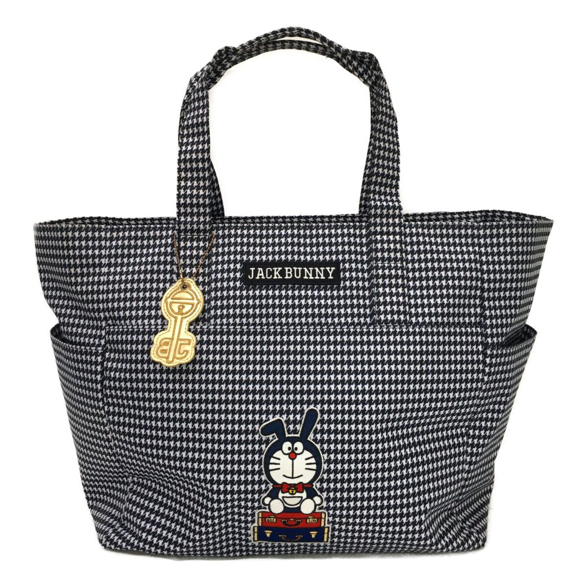 ジャックバニー Jack Bunny!! トート型ボストンバッグ ネイビー 紺 ロッカーバッグ ドラえもん 千鳥格子柄