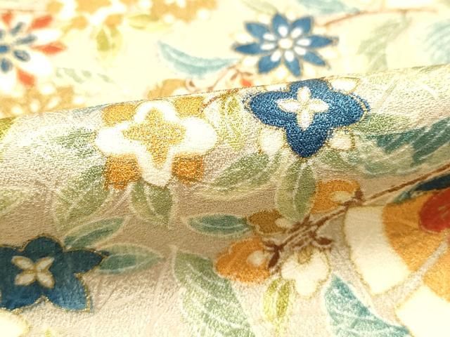 平和屋着物○上質な小紋 型染 菊唐草 正絹 逸品 DAAQ3112ps