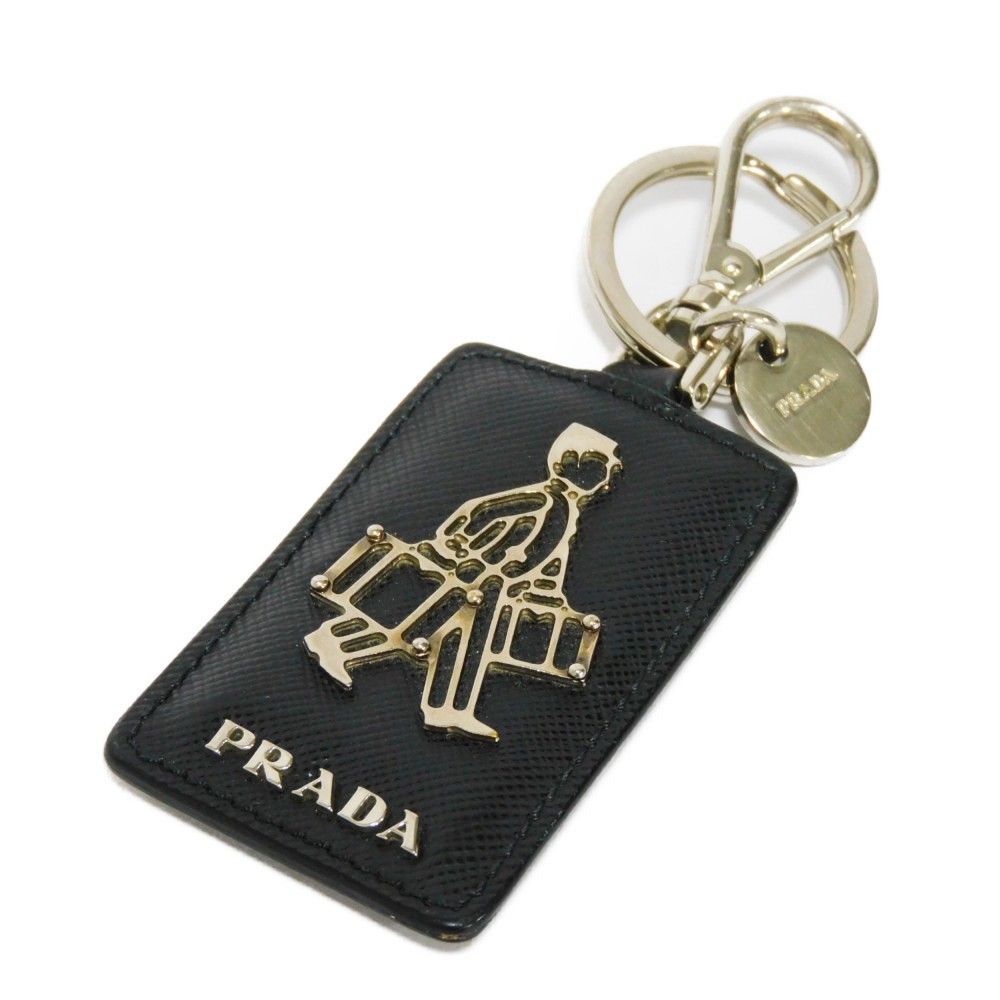 新品 プラダ PRADA キーホルダー サフィアーノ ネロ-