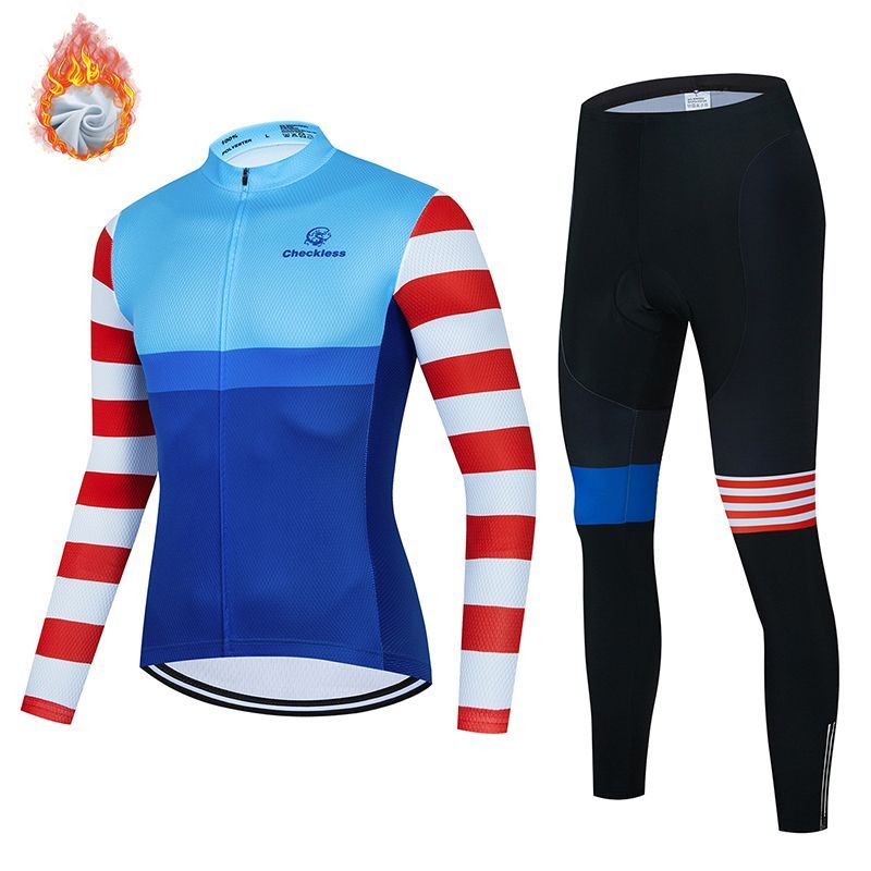 裏起毛サイクルジャージ 上下セット長袖 メンズ 冬用サイクルウェア 学生サイクルジャージ サイクリングウェア スポーツウェア 高弾性 吸汗 防寒 通気ZRQXF(102)